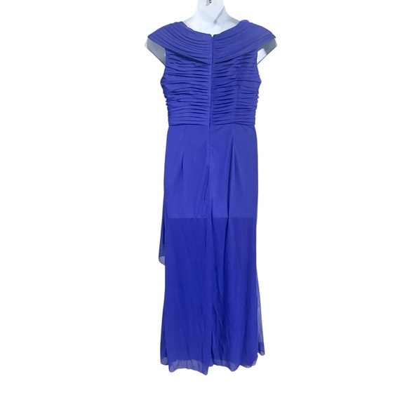 Alex Evenings L116617 Blue Long Surplice Embellished Pleated Cocktail Dress - 10 - Picture 5 of 7